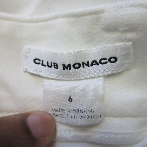 Club Monaco Capri Pants Women 6 White Cotton Blend Cropped Mid Rise Casual 288 - Picture 3 of 11